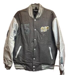 FB COUNTY Mens Varsity Leather Sleeves Baseball Jacket  Coat Sz Medium